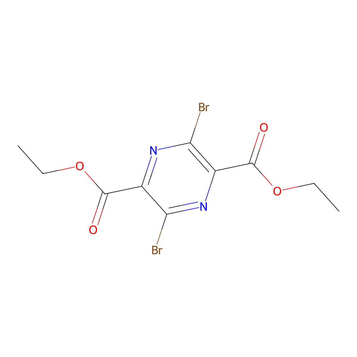 Diethyl 3,6-dibromopyrazine-2,5-dicarboxylate molecular structure, CAS 2305764-76-3