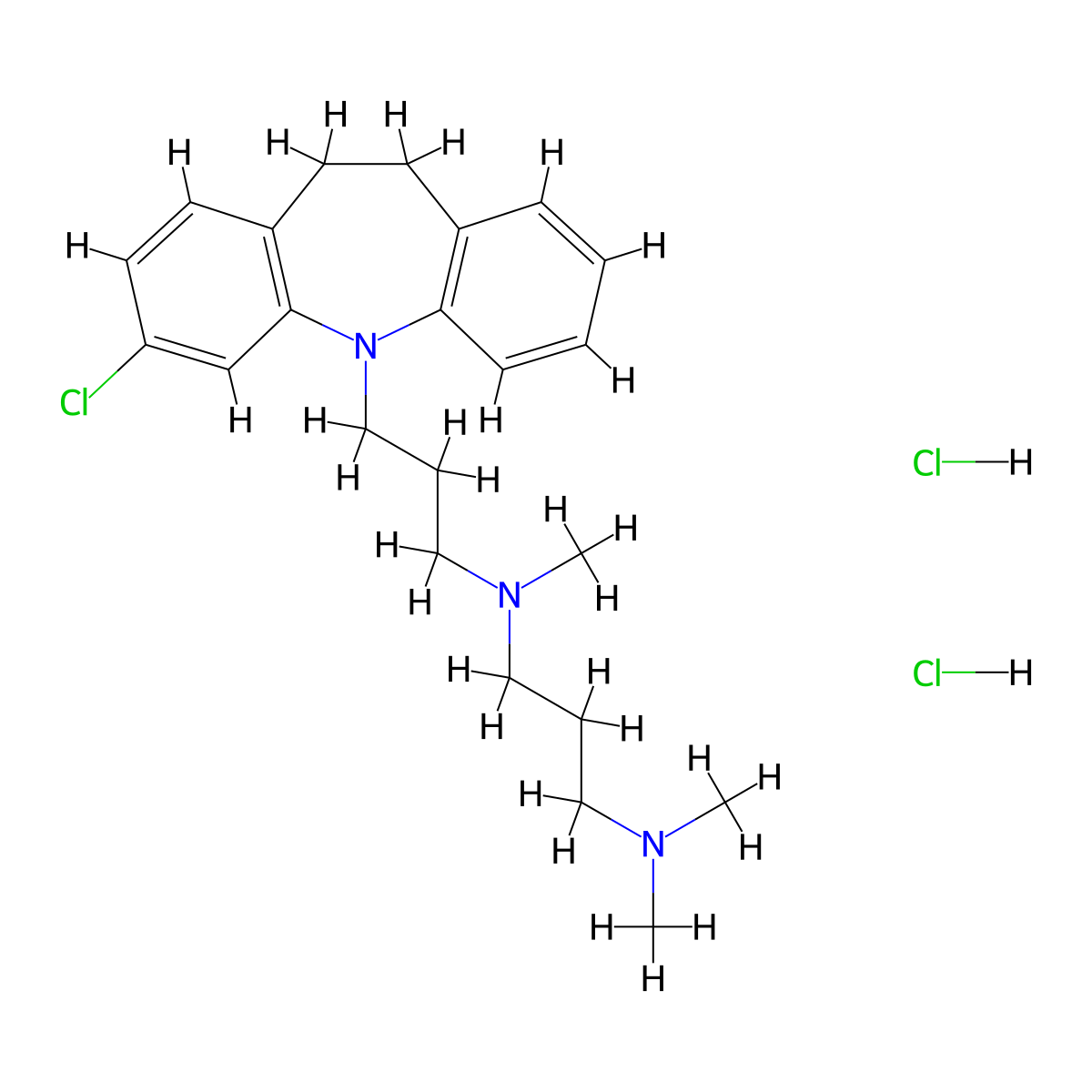 N-Desmethyl N-(3-dimethylaminopropyl) clomipramine dihydrochloride molecular structure, CAS 2305824-51-3