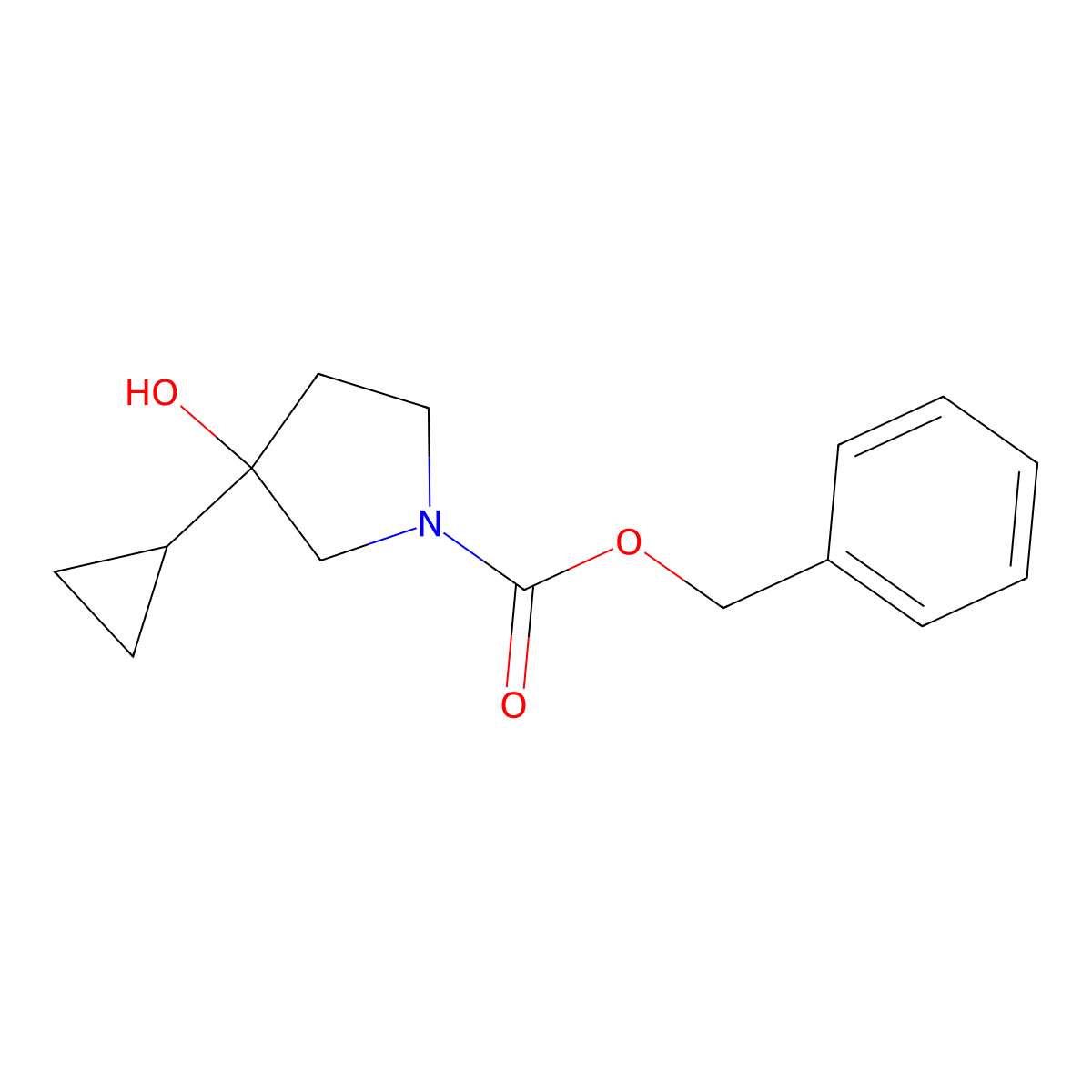 Benzyl 3-cyclopropyl-3-hydroxypyrrolidine-1-carboxylate molecular structure, CAS 2305837-96-9