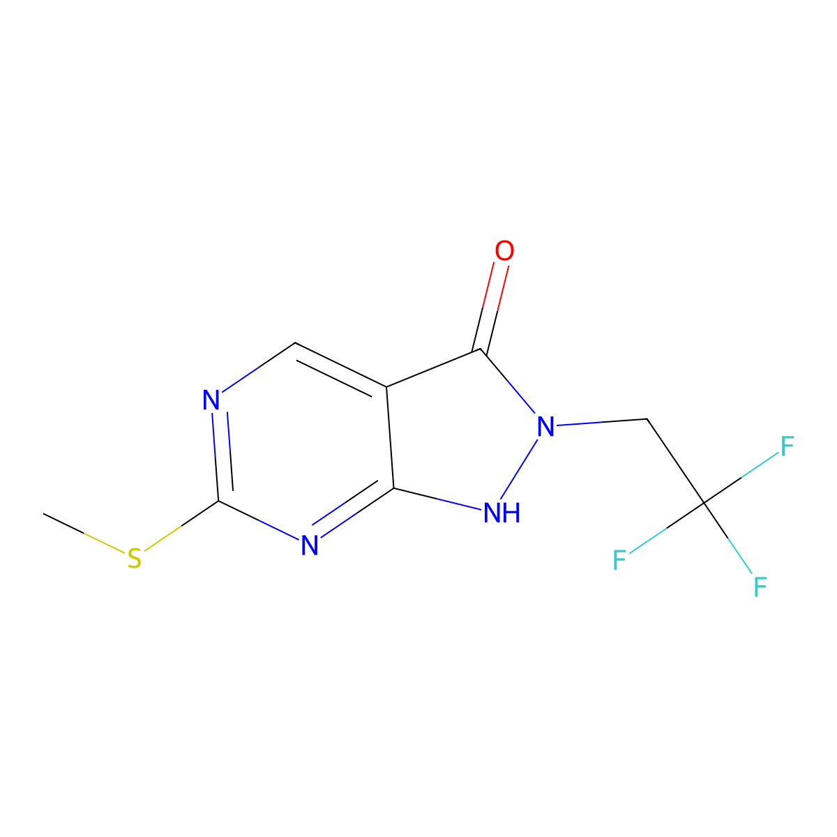 6-(methylthio)-2-(2,2,2-trifluoroethyl)-1H-pyrazolo[3,4-d]pyrimidin-3(2H)-one molecular structure, CAS 2305880-03-7