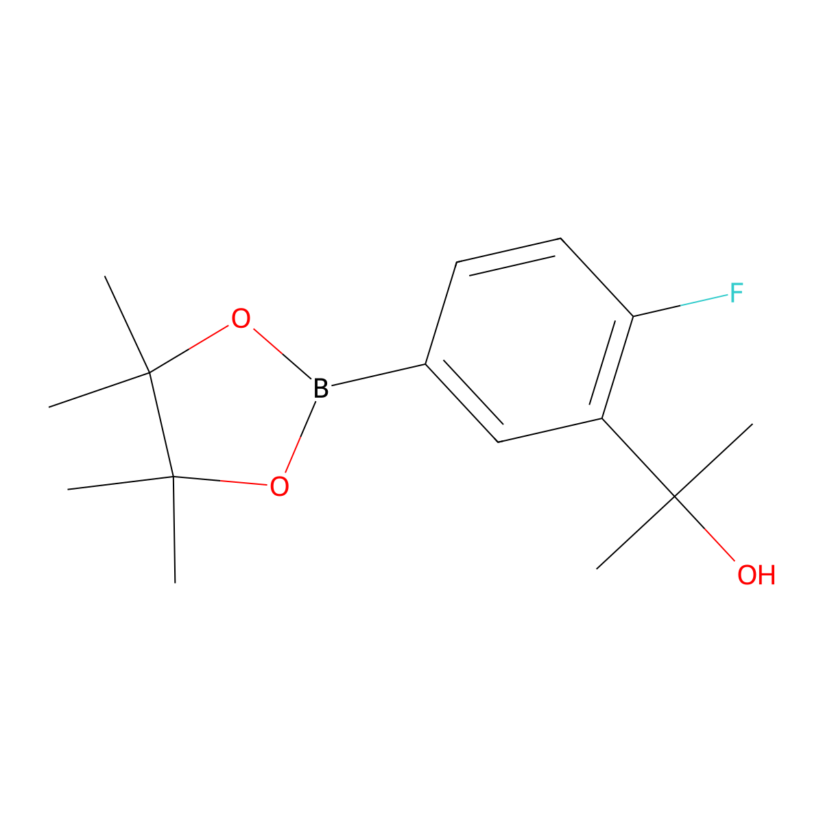 2-(2-Fluoro-5-(tetramethyl-1,3,2-dioxaborolan-2-yl)phenyl)propan-2-ol molecular structure, CAS 2305880-70-8