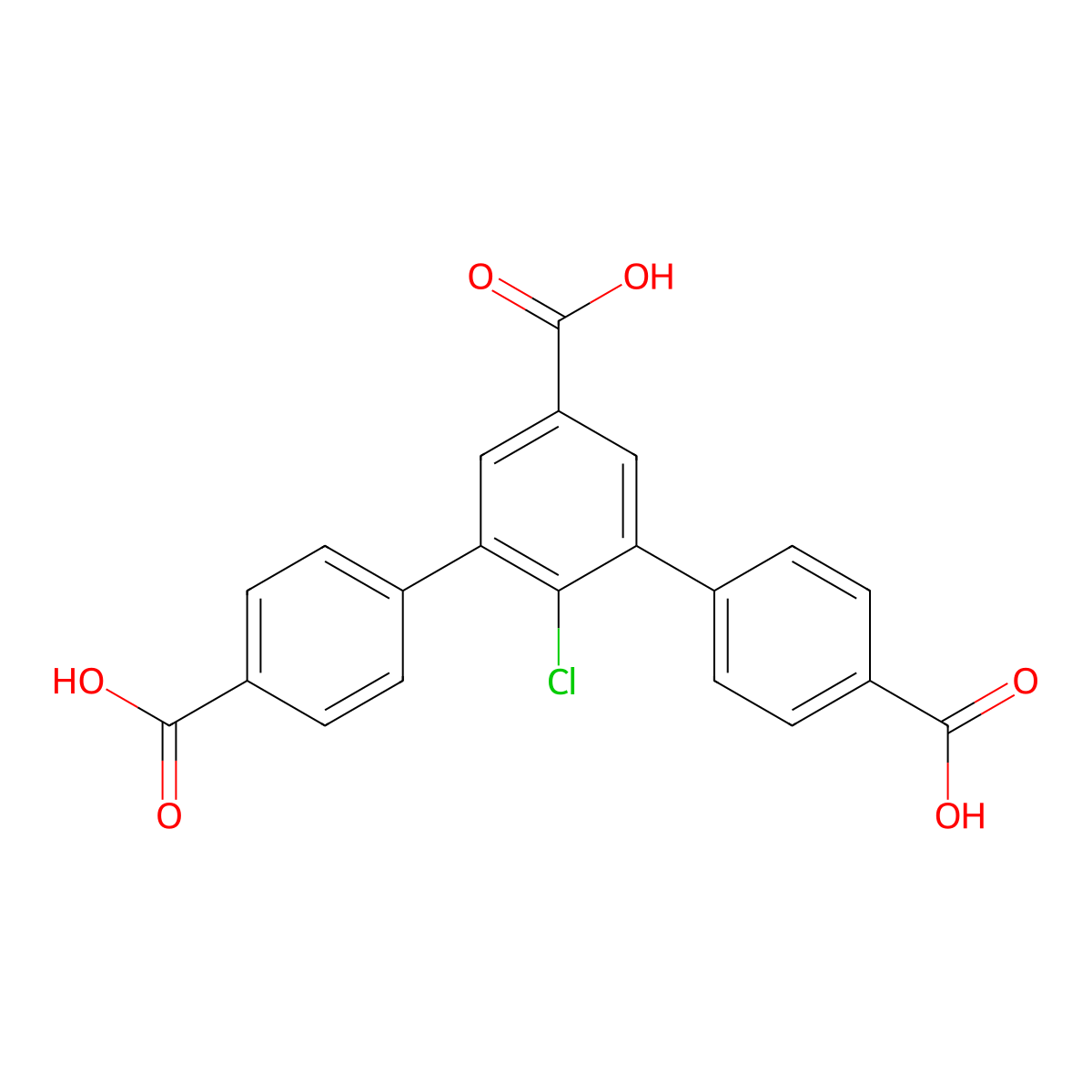 2'-Chloro-[1,1':3',1''-terphenyl]-4,4'',5'-tricarboxylic acid molecular structure, CAS 2305899-76-5