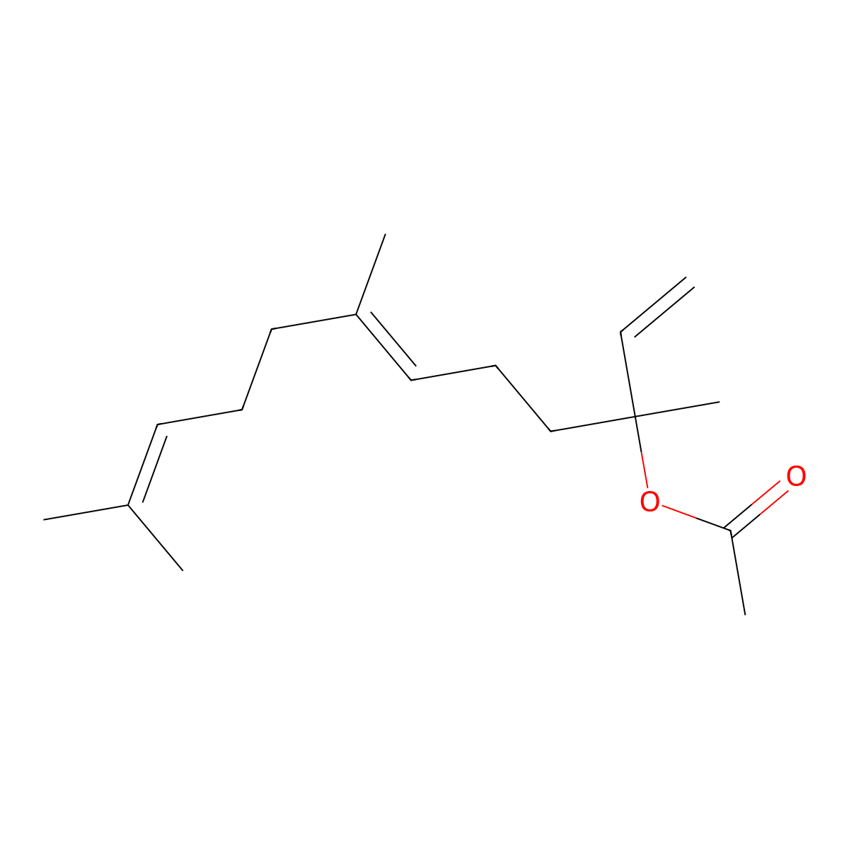 Nerolidyl acetate molecular structure, CAS 2306-78-7