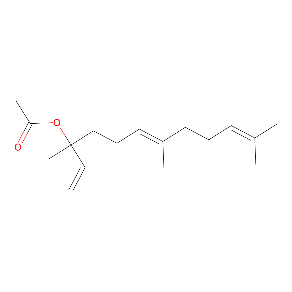 Nerolidyl acetate molecular structure, CAS 2306-78-7