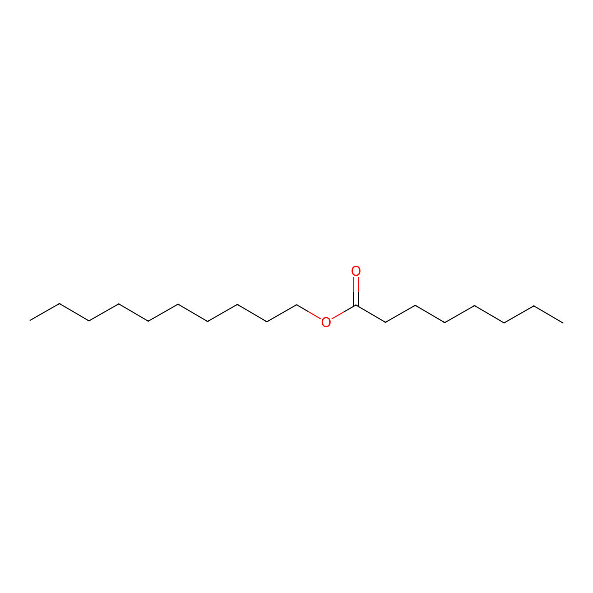 Decyl octanoate molecular structure, CAS 2306-89-0