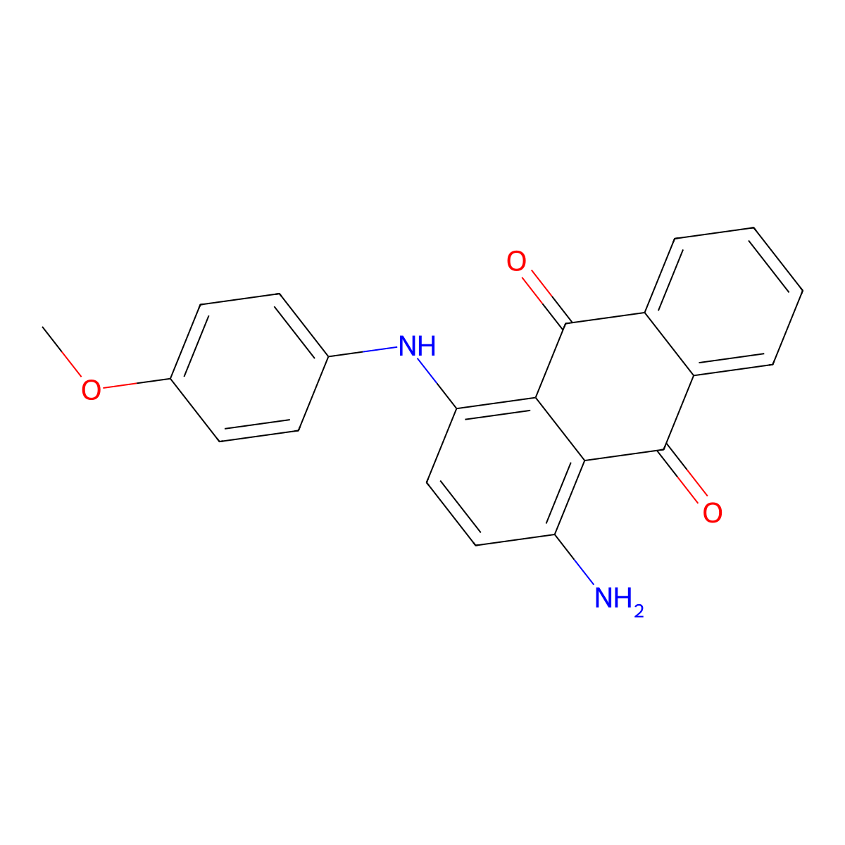 1-Amino-4-((4-methoxyphenyl)amino)anthraquinone molecular structure, CAS 23060-42-6