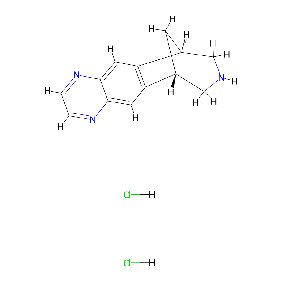 Varenicline dihydrochloride molecular structure, CAS 230615-23-3