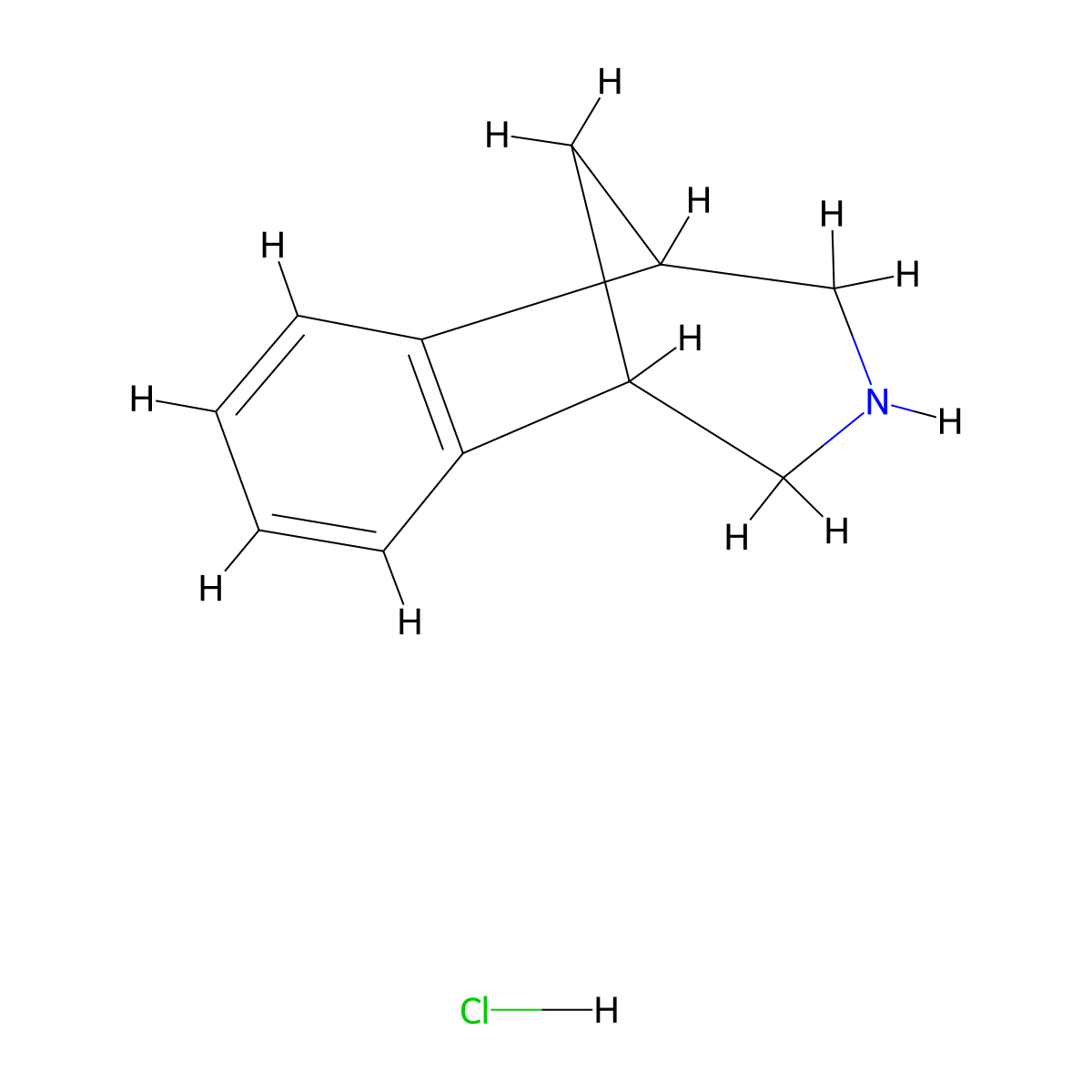1,5-Methano-1H-3-benzazepine, 2,3,4,5-tetrahydro-, hydrochloride (1:1) molecular structure, CAS 230615-52-8
