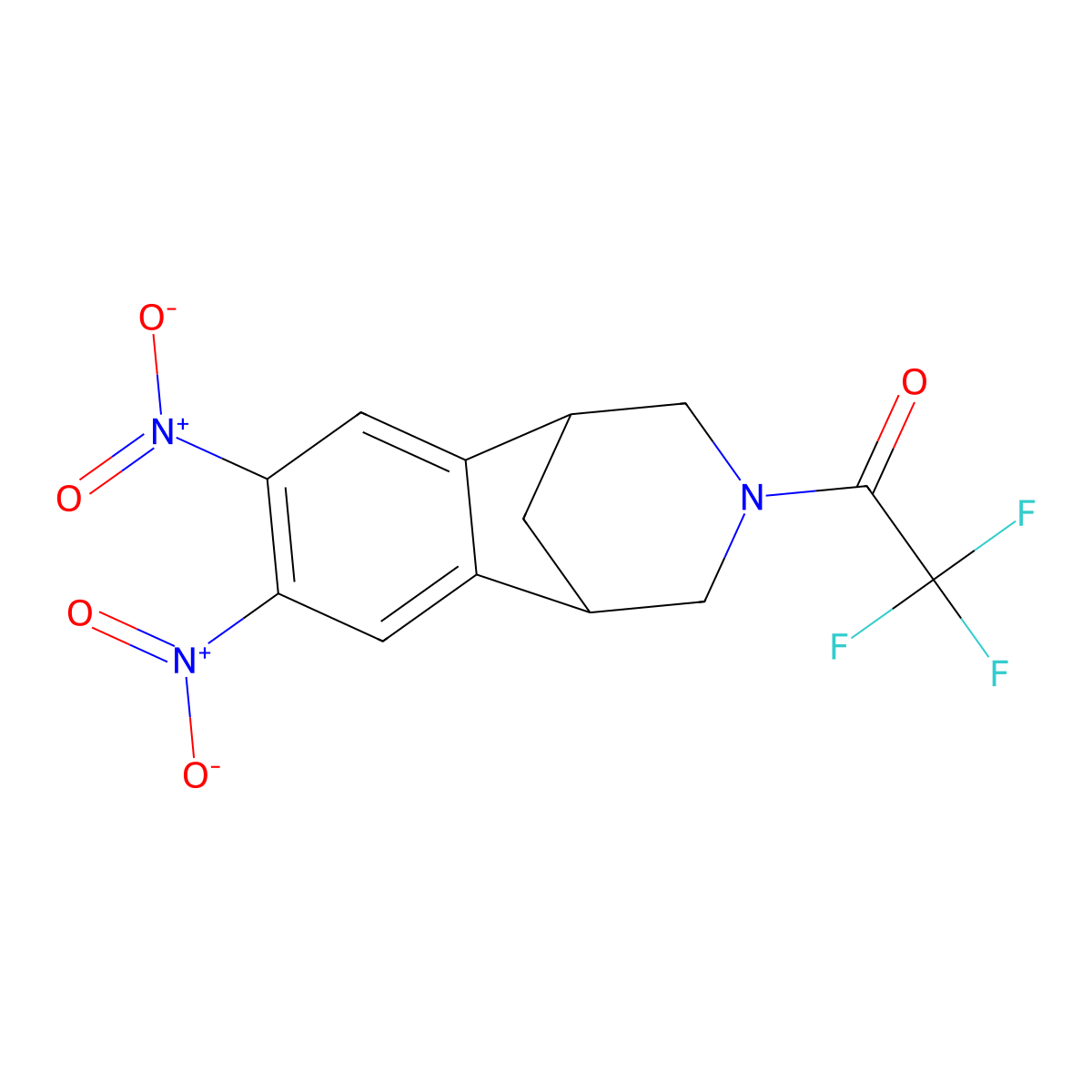 1-(7,8-Dinitro-1,2,4,5-tetrahydro-3H-1,5-methano-3-benzazepin-3-yl)-2,2,2-trifluoroethan-1-one molecular structure, CAS 230615-59-5