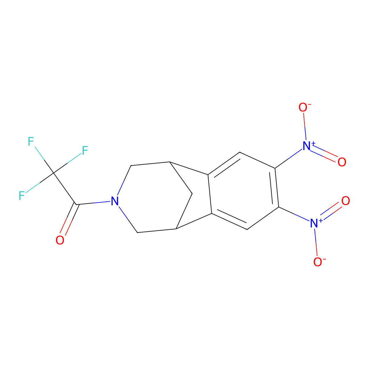1-(7,8-Dinitro-1,2,4,5-tetrahydro-3H-1,5-methano-3-benzazepin-3-yl)-2,2,2-trifluoroethan-1-one molecular structure, CAS 230615-59-5