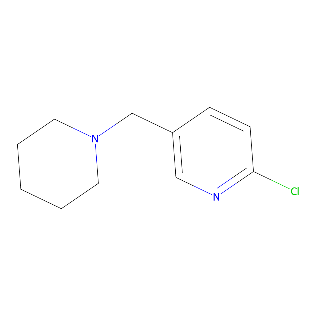2-Chloro-5-(piperidin-1-ylmethyl)pyridine molecular structure, CAS 230617-67-1