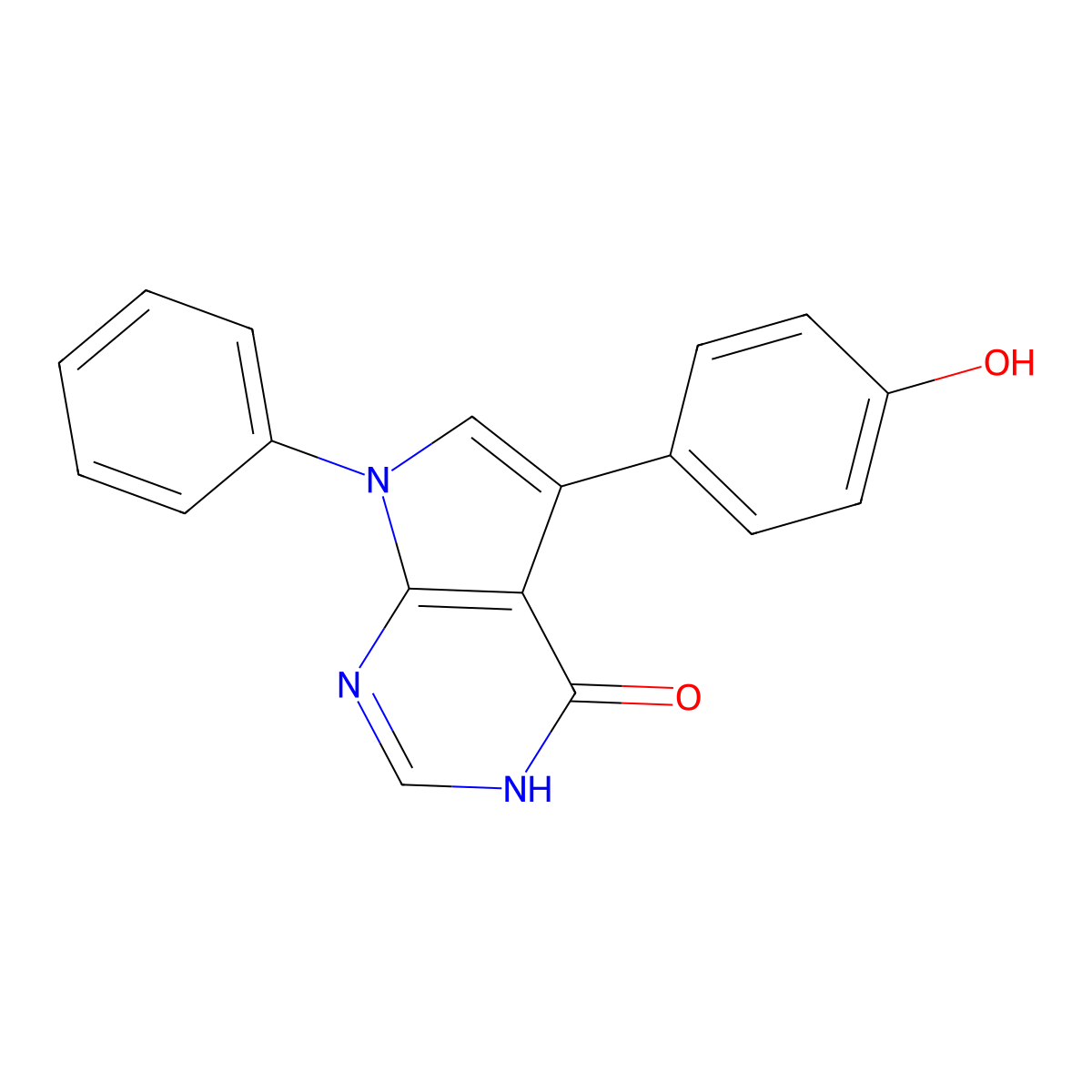 3,7-Dihydro-5-(4-hydroxyphenyl)-7-phenyl-4H-pyrrolo[2,3-D]pyrimidin-4-one molecular structure, CAS 2306182-64-7