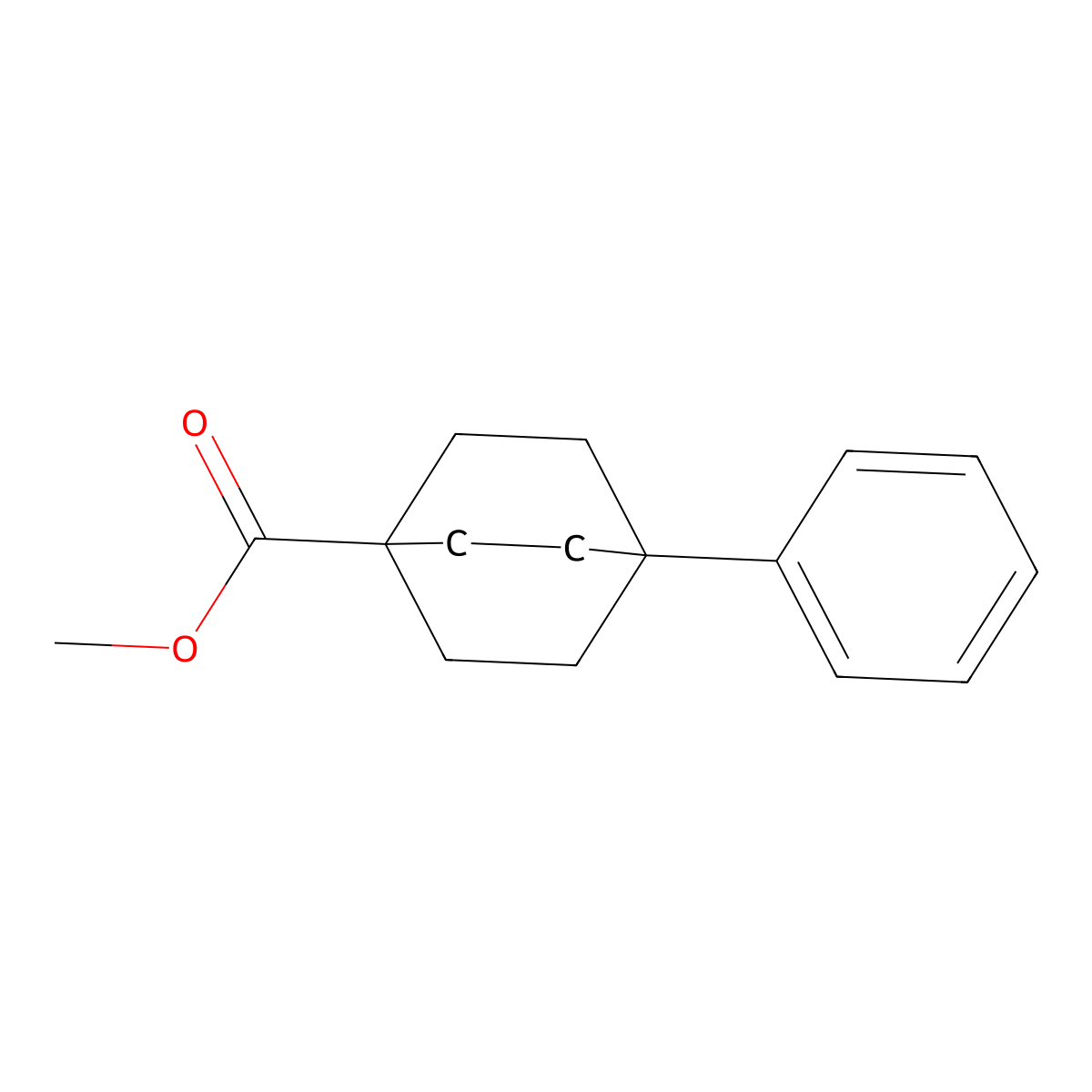 Bicyclo(2.2.2)octane-1-carboxylic acid, 4-phenyl-, methyl ester molecular structure, CAS 23062-52-4