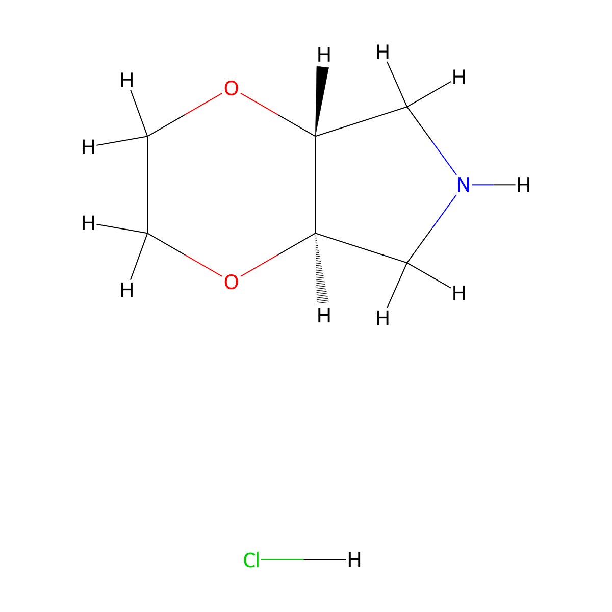 trans-3,4a,5,6,7,7a-hexahydro-2H-[1,4]dioxino[2,3-c]pyrrole;hydrochloride molecular structure, CAS 2306245-17-8