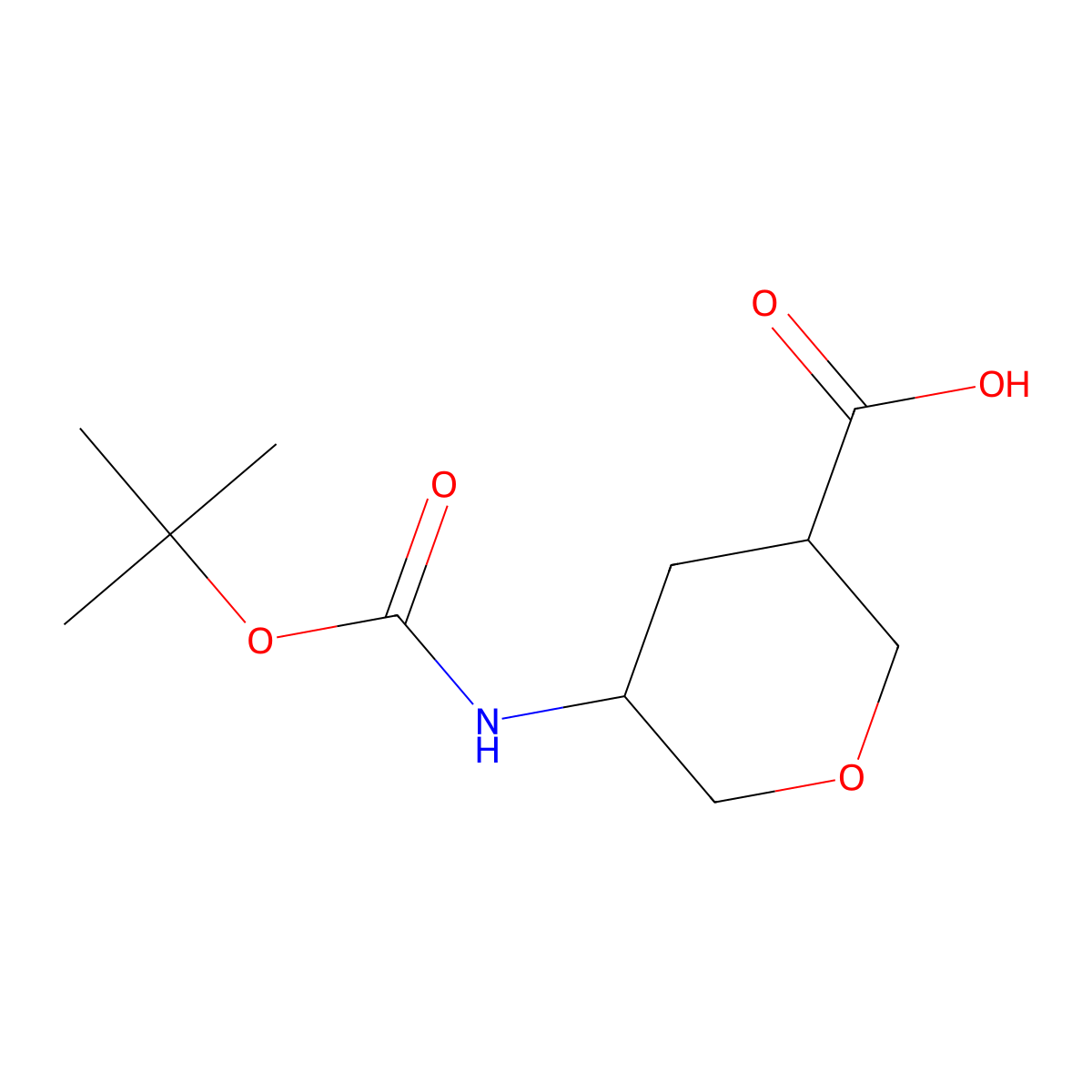 rac-(3R,5S)-5-{[(tert-butoxy)carbonyl]amino}oxane-3-carboxylic acid molecular structure, CAS 2306245-63-4