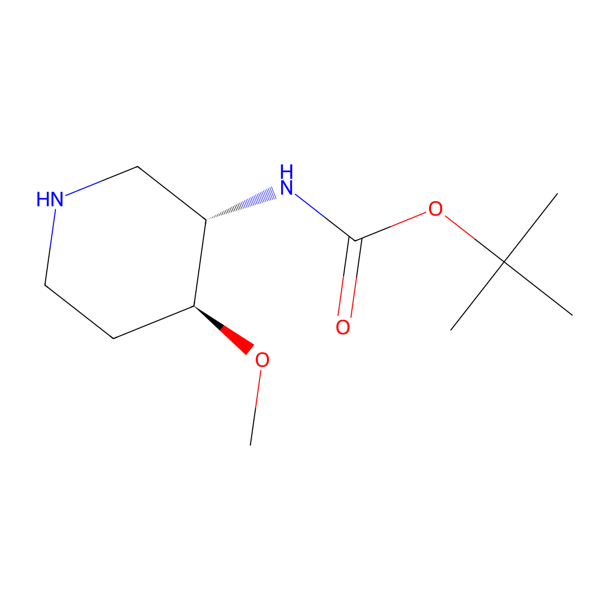 tert-Butyl N-[trans-4-methoxypiperidin-3-yl]carbamate molecular structure, CAS 2306245-64-5