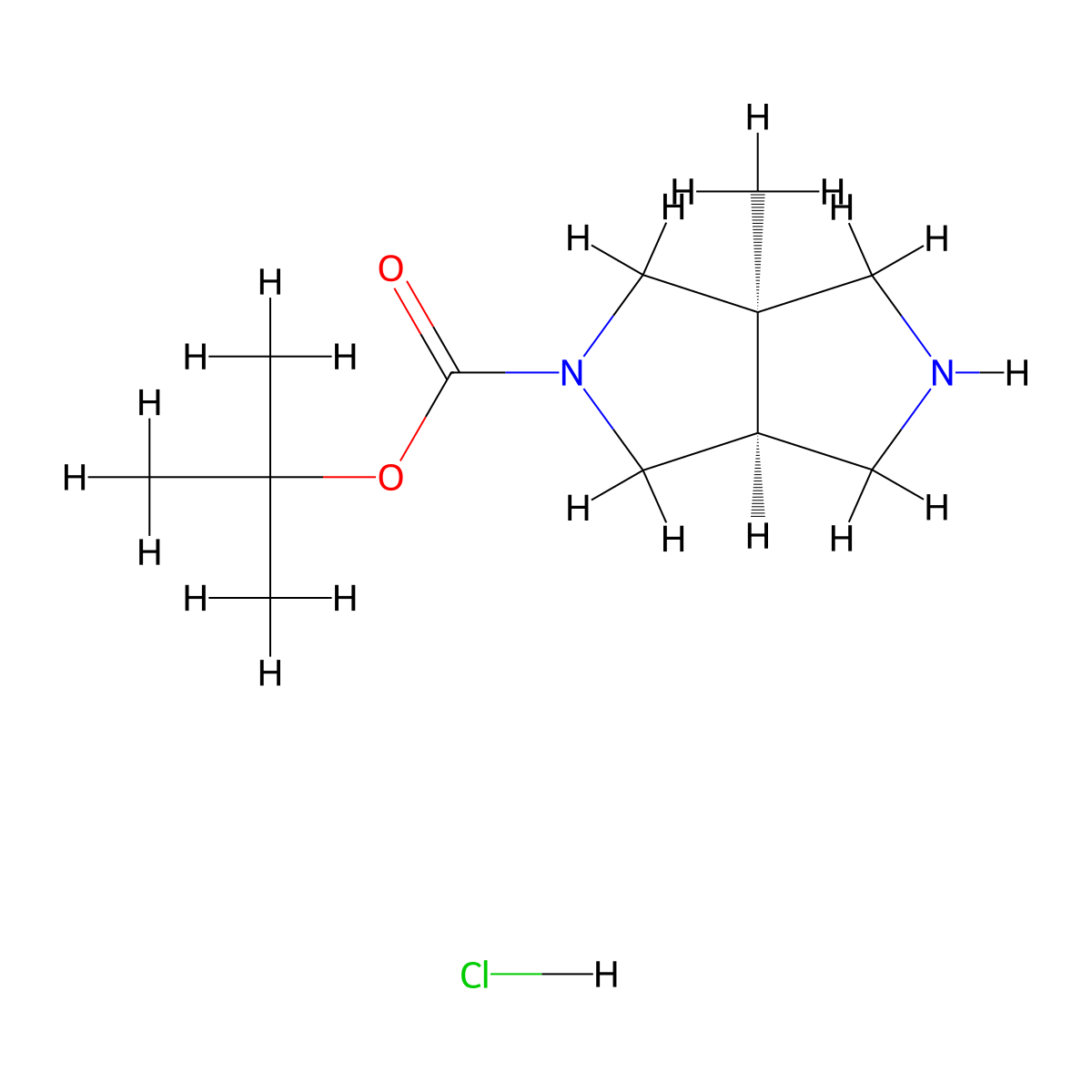 Tert-butyl cis-3a-methyl-1,2,3,4,6,6a-hexahydropyrrolo[3,4-c]pyrrole-5-carboxylate;hydrochloride molecular structure, CAS 2306245-71-4