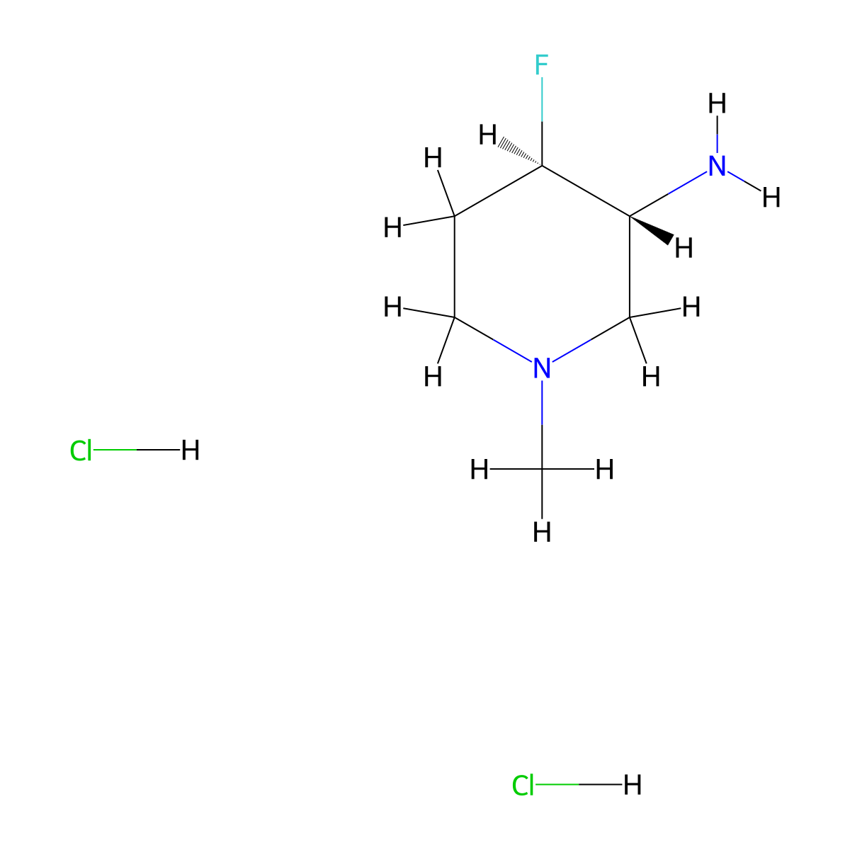 (3R,4R)-4-fluoro-1-methyl-piperidin-3-amine;dihydrochloride molecular structure, CAS 2306246-13-7