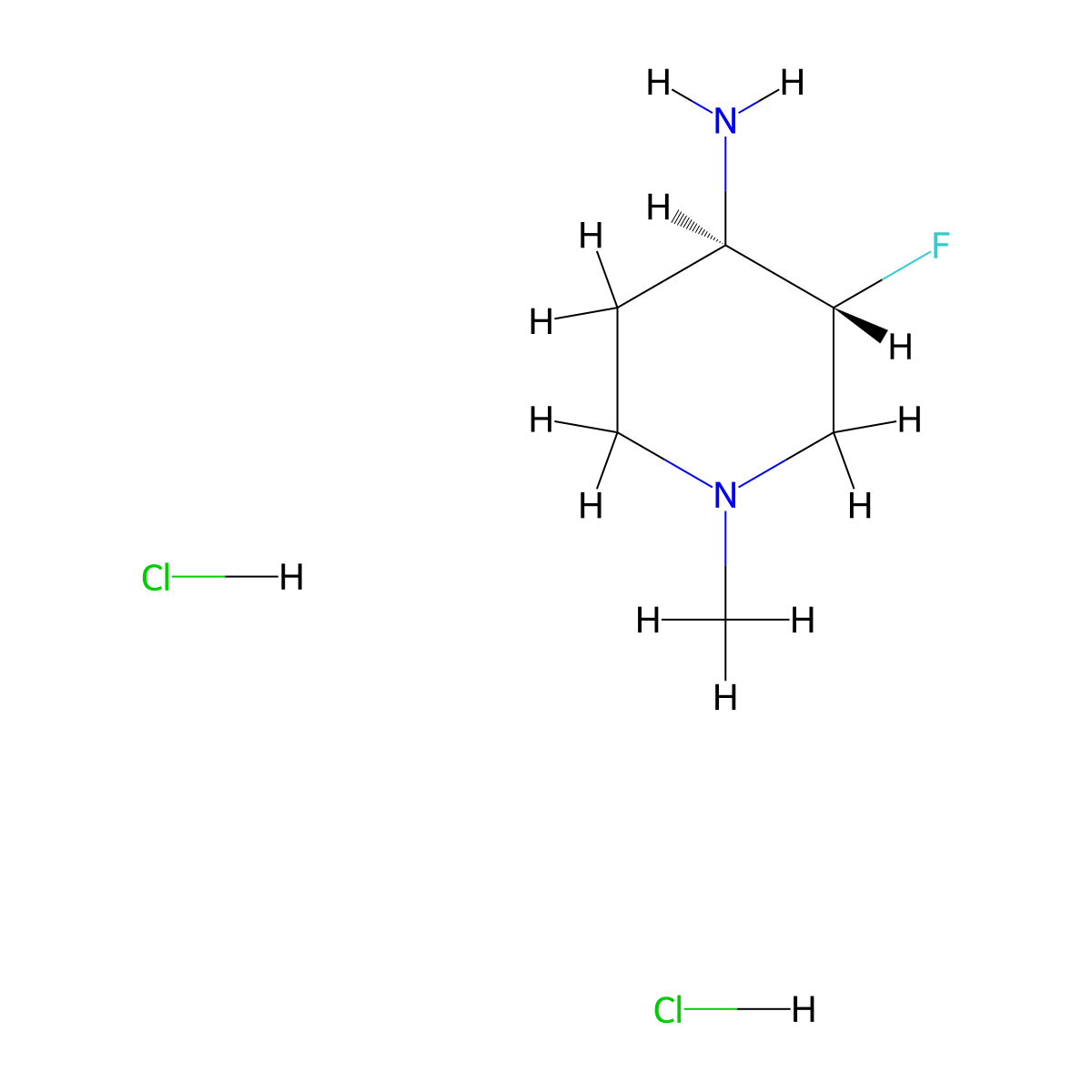 (3R,4R)-3-Fluoro-1-methylpiperidin-4-amine dihydrochloride molecular structure, CAS 2306246-14-8