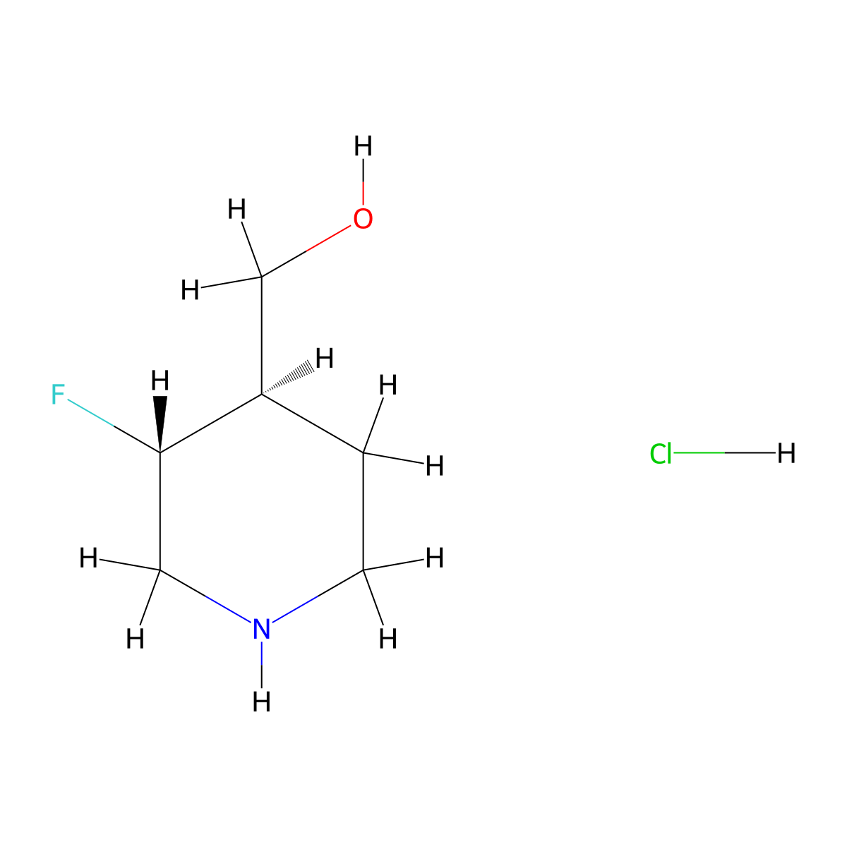 ((3R,4R)-3-Fluoropiperidin-4-yl)methanol hydrochloride molecular structure, CAS 2306246-29-5