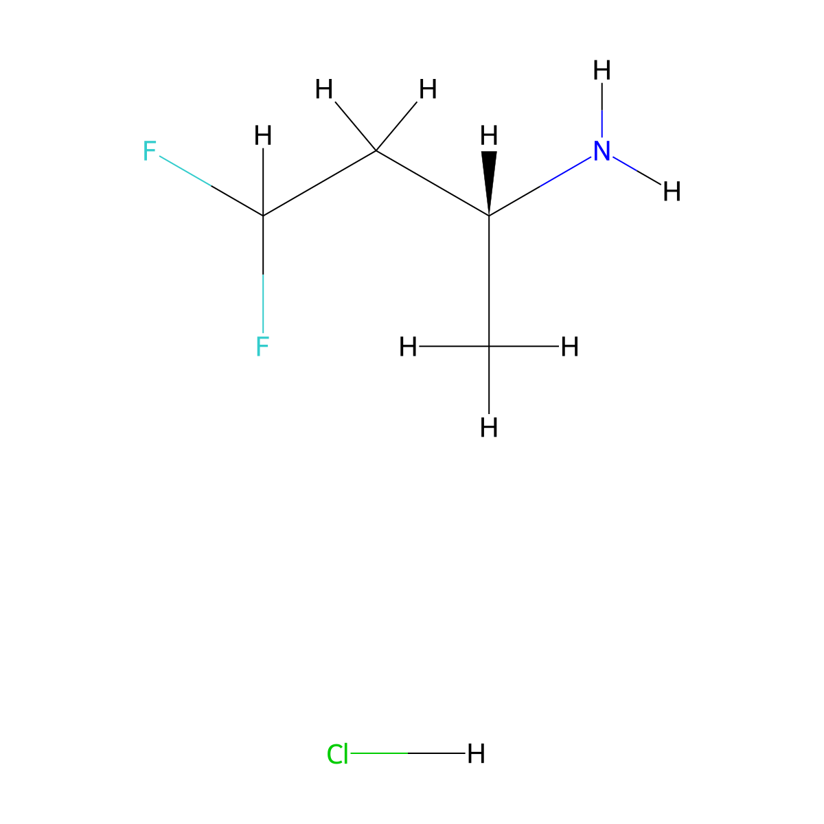(R)-4,4-Difluorobutan-2-amine hydrochloride molecular structure, CAS 2306246-33-1