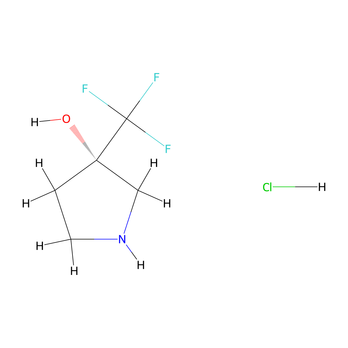 (S)-3-(Trifluoromethyl)pyrrolidin-3-ol hydrochloride molecular structure, CAS 2306246-38-6