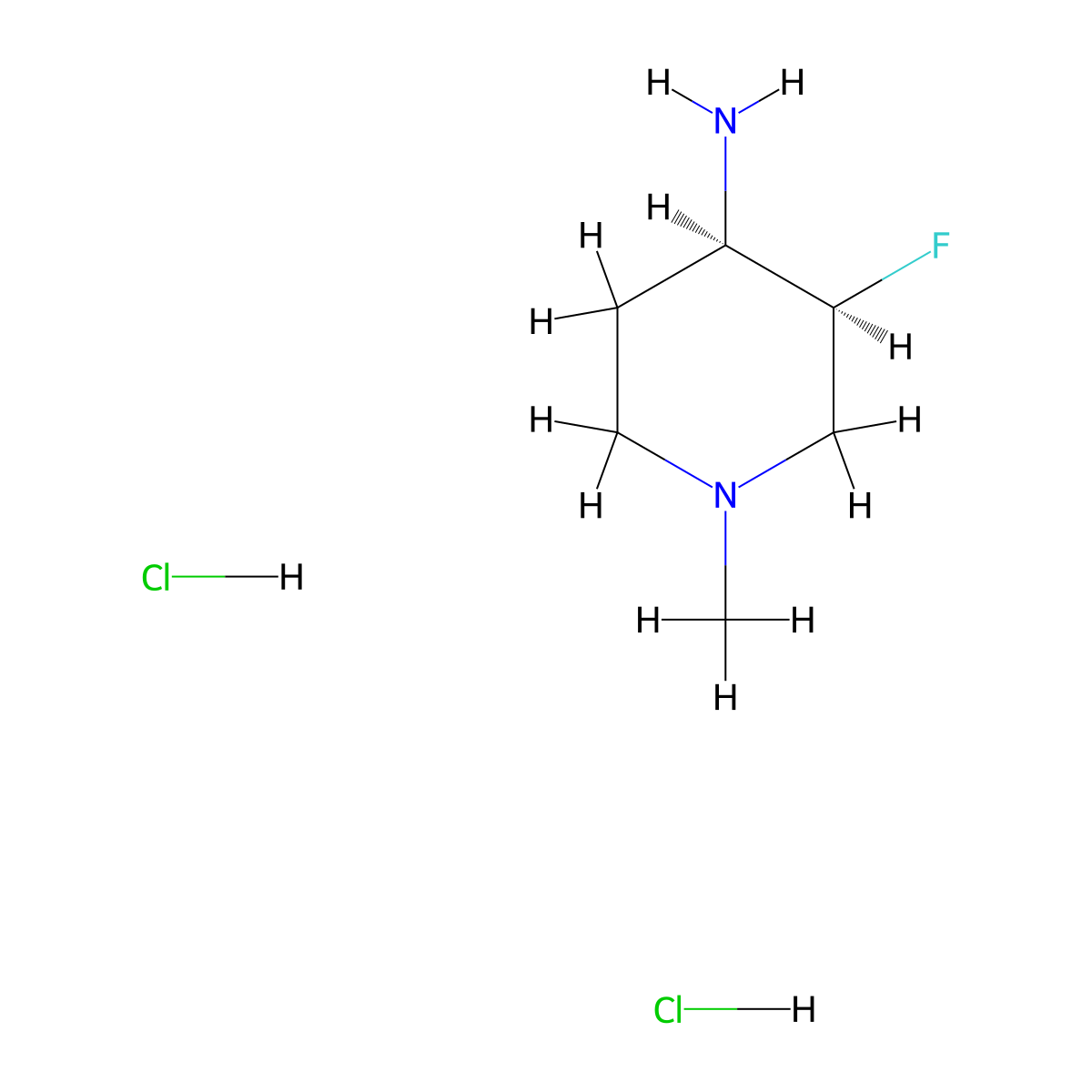 (3S,4R)-3-fluoro-1-methyl-piperidin-4-amine;dihydrochloride molecular structure, CAS 2306246-40-0