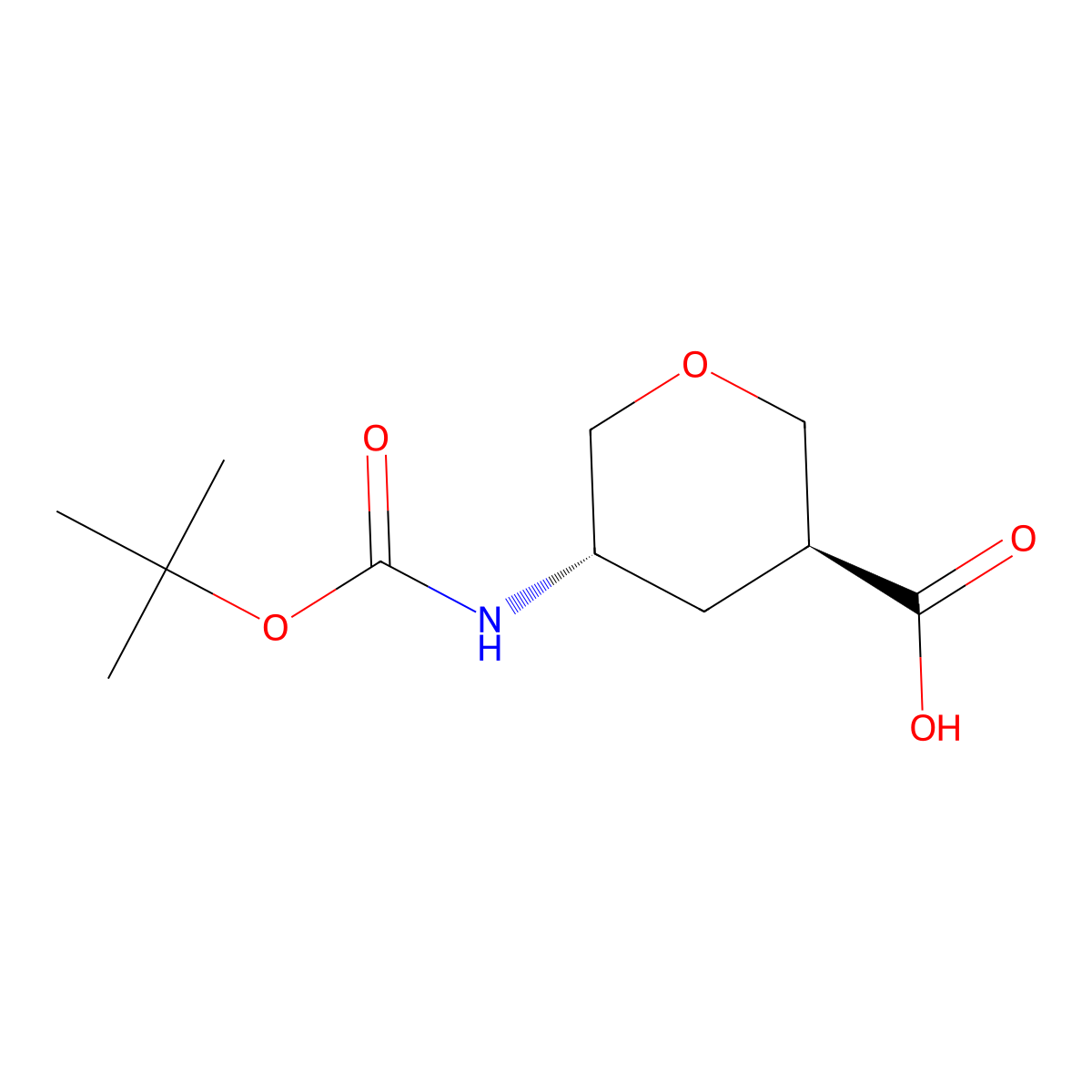 (3S,5S)-5-(tert-butoxycarbonylamino)tetrahydropyran-3-carboxylic acid molecular structure, CAS 2306246-58-0