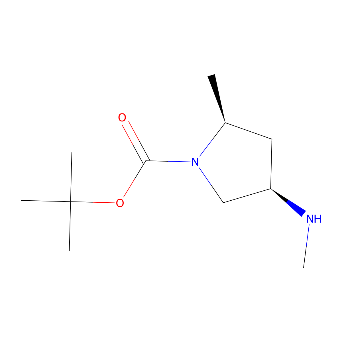 tert-Butyl (2S,4R)-2-methyl-4-(methylamino)pyrrolidine-1-carboxylate molecular structure, CAS 2306246-62-6