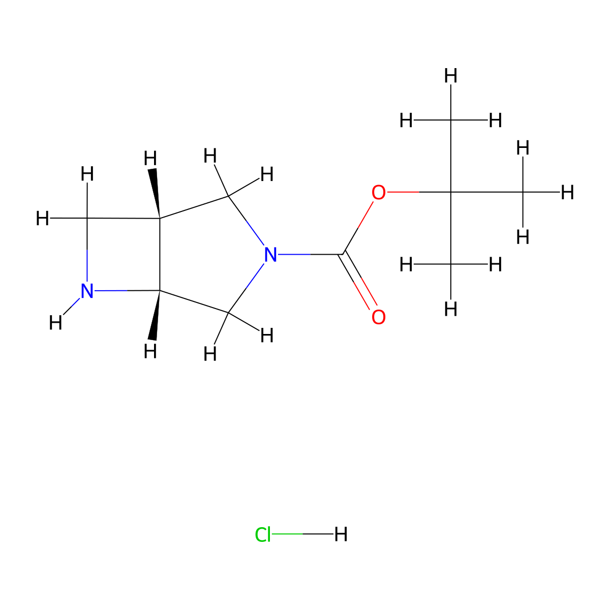 tert-butyl (1R,5R)-3,6-diazabicyclo[3.2.0]heptane-3-carboxylate hydrochloride molecular structure, CAS 2306246-64-8