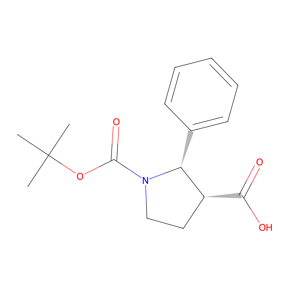 (2S,3R)-1-(tert-butoxycarbonyl)-2-phenylpyrrolidine-3-carboxylic acid molecular structure, CAS 2306246-66-0