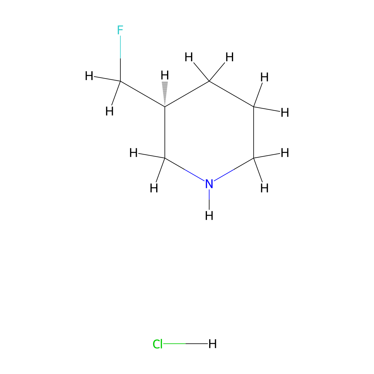 (3S)-3-(fluoromethyl)piperidine;hydrochloride molecular structure, CAS 2306246-73-9