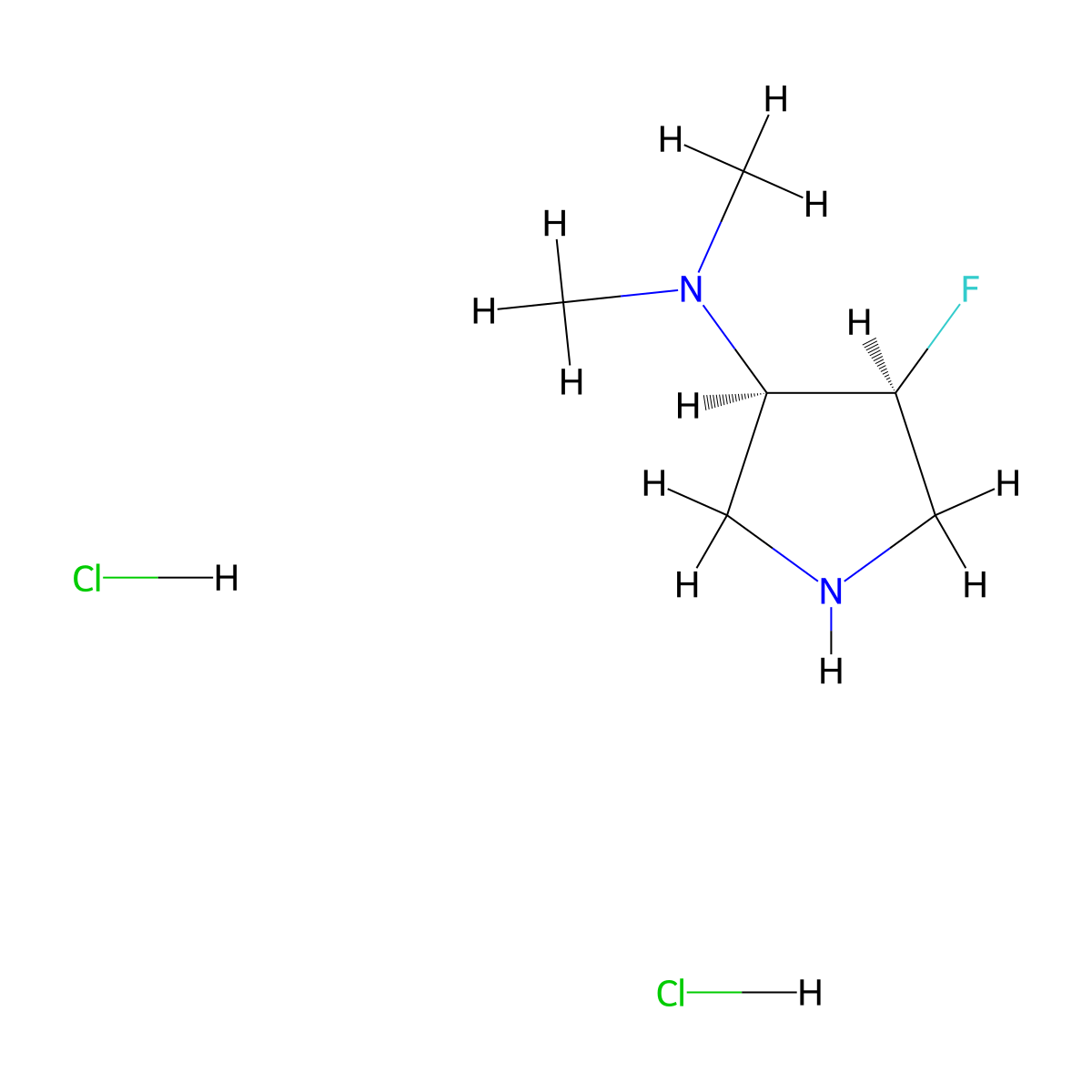 rac-(3R,4S)-4-fluoro-N,N-dimethylpyrrolidin-3-amine dihydrochloride molecular structure, CAS 2306246-76-2