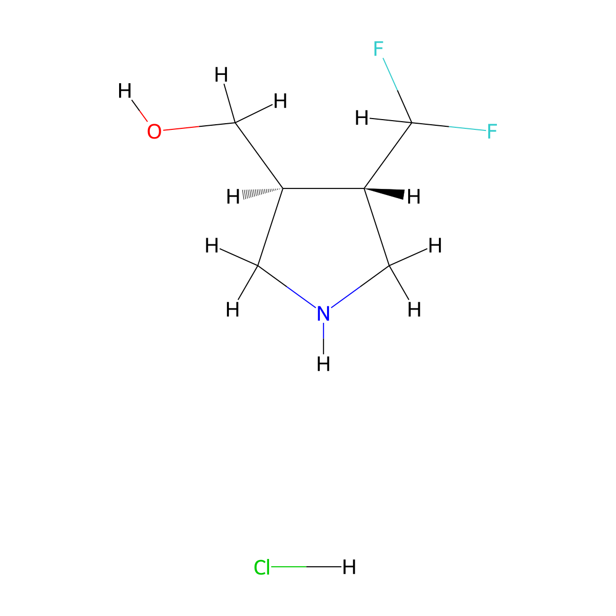 [(3S,4S)-4-(Difluoromethyl)pyrrolidin-3-YL]methanol hydrochloride molecular structure, CAS 2306246-82-0