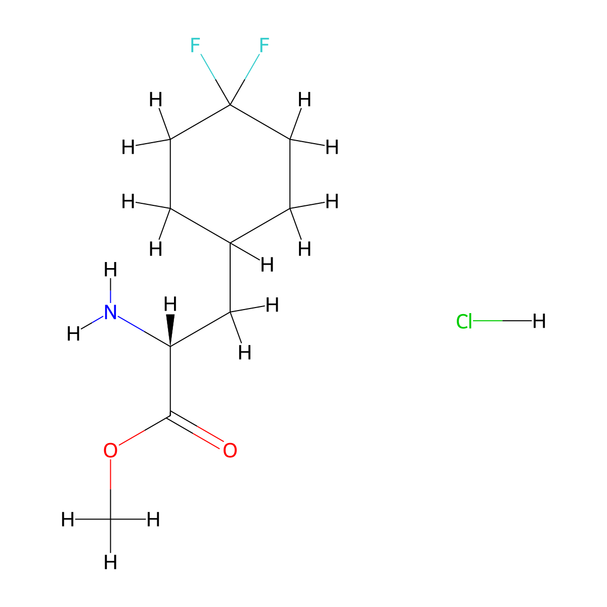 methyl (2R)-2-amino-3-(4,4-difluorocyclohexyl)propanoate hydrochloride molecular structure, CAS 2306246-93-3