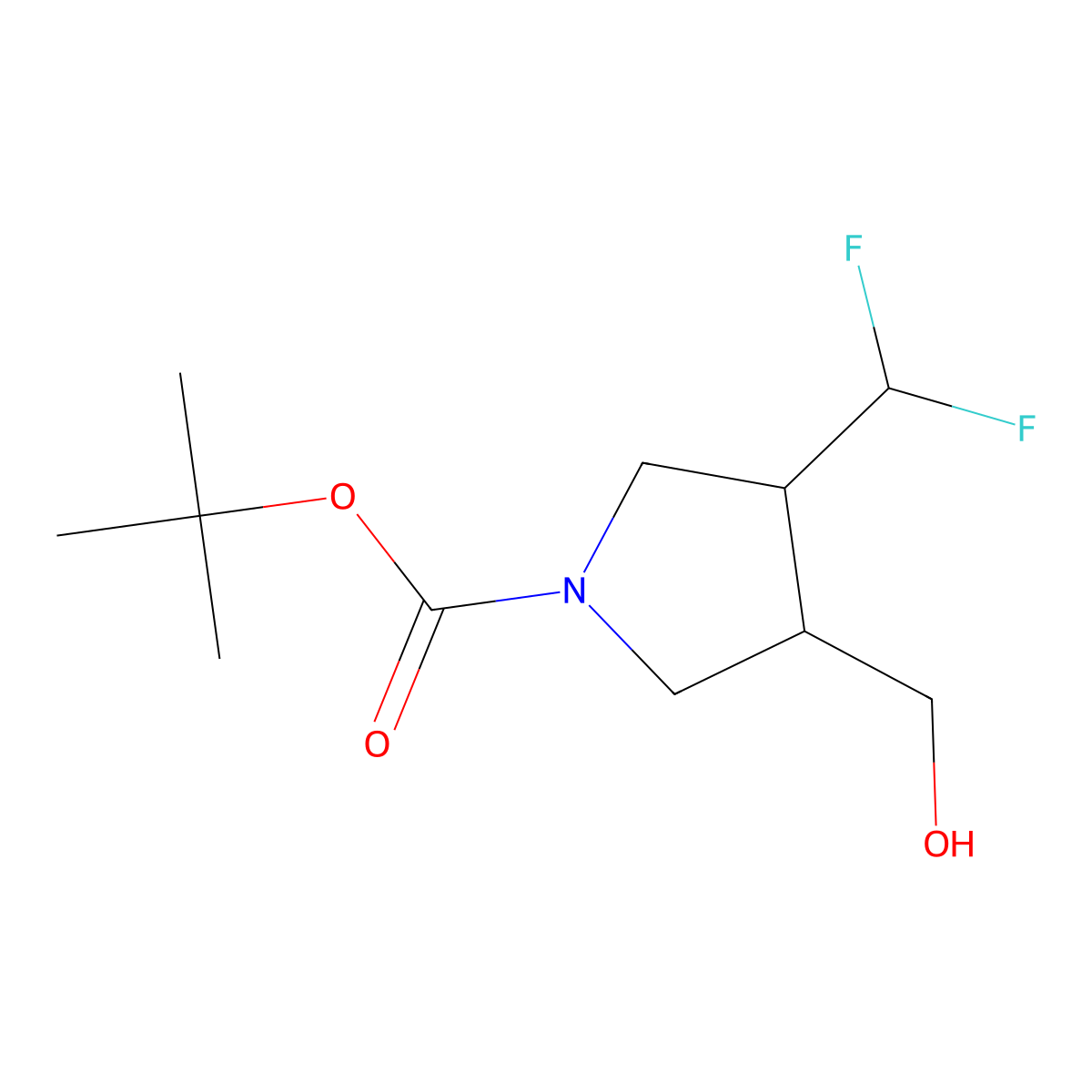 tert-butyl (3S,4S)-3-(difluoromethyl)-4-(hydroxymethyl)pyrrolidine-1-carboxylate molecular structure, CAS 2306247-01-6