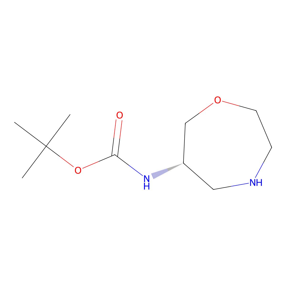 tert-butyl N-[(6S)-1,4-oxazepan-6-yl]carbamate molecular structure, CAS 2306247-11-8