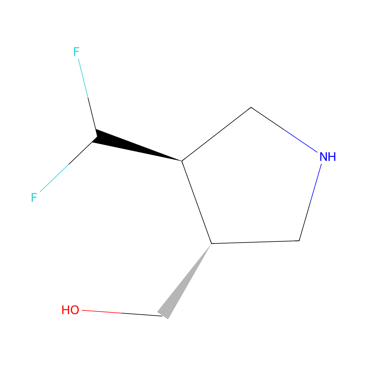 ((3R,4R)-4-(Difluoromethyl)pyrrolidin-3-yl)methanol molecular structure, CAS 2306247-15-2