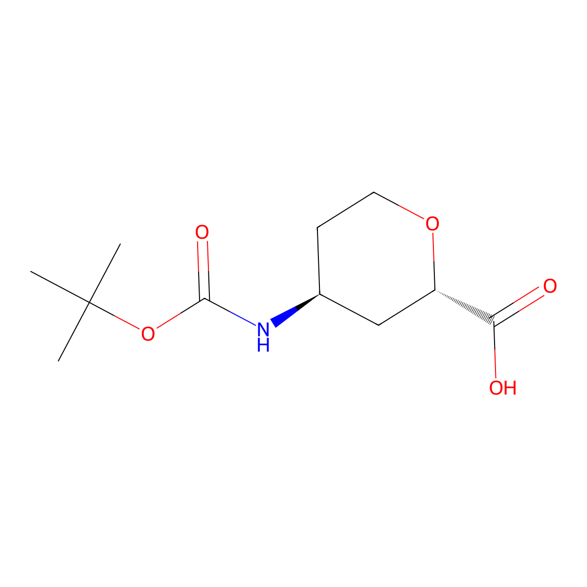 trans-4-{[(Tert-butoxy)carbonyl]amino}oxane-2-carboxylic acid molecular structure, CAS 2306247-39-0