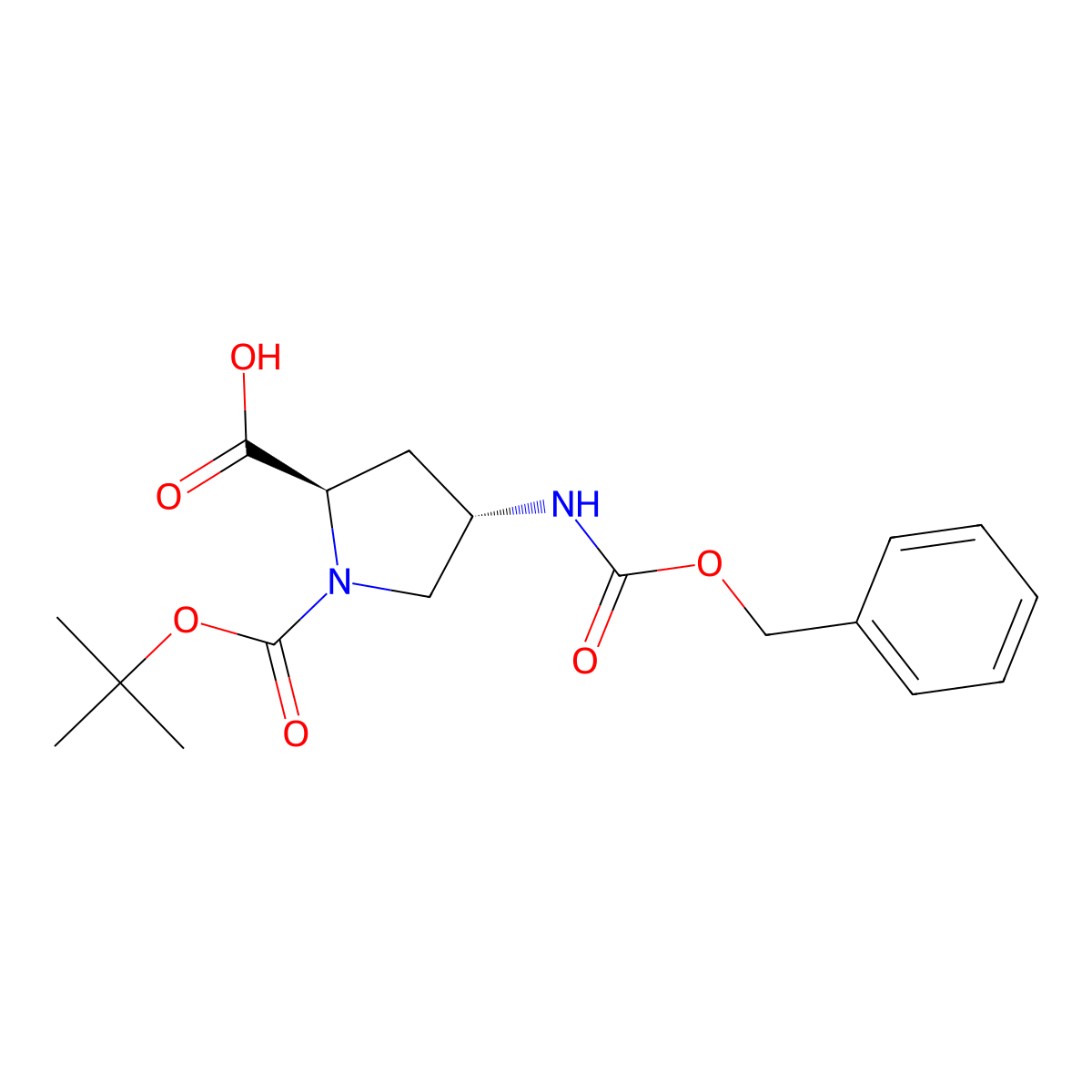 (2R,4S)-4-(((Benzyloxy)carbonyl)amino)-1-(tert-butoxycarbonyl)pyrrolidine-2-carboxylic acid molecular structure, CAS 2306247-65-2
