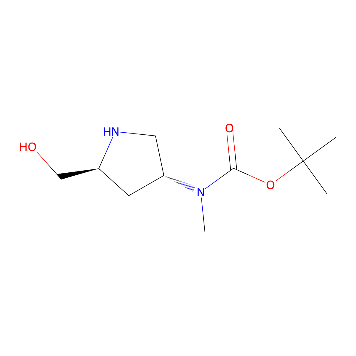 tert-butyl N-[(3R,5S)-5-(hydroxymethyl)pyrrolidin-3-yl]-N-methyl-carbamate molecular structure, CAS 2306247-73-2