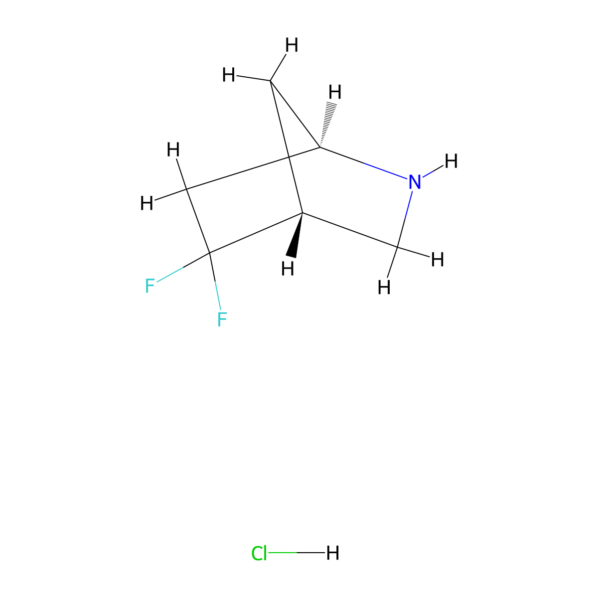 (1R,4R)-5,5-difluoro-2-azabicyclo[2.2.1]heptane hydrochloride molecular structure, CAS 2306247-79-8