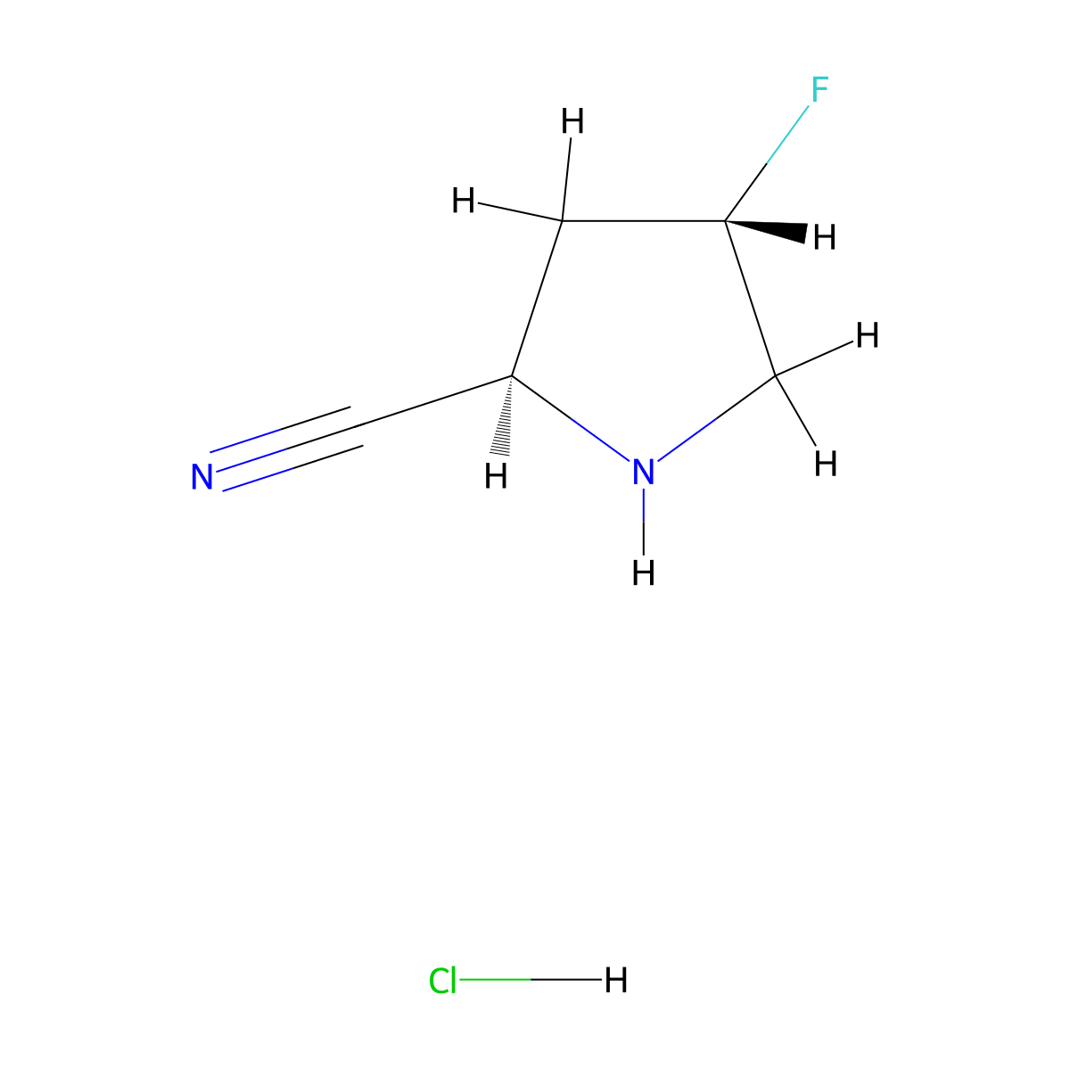 (2R,4S)-4-Fluoropyrrolidine-2-carbonitrile hydrochloride molecular structure, CAS 2306247-90-3
