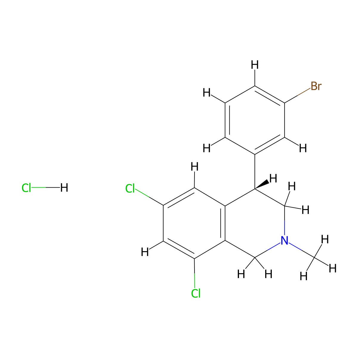 (S)-4-(3-Bromophenyl)-6,8-dichloro-2-methyl-1,2,3,4-tetrahydroisoquinoline hydrochloride molecular structure, CAS 2306247-91-4