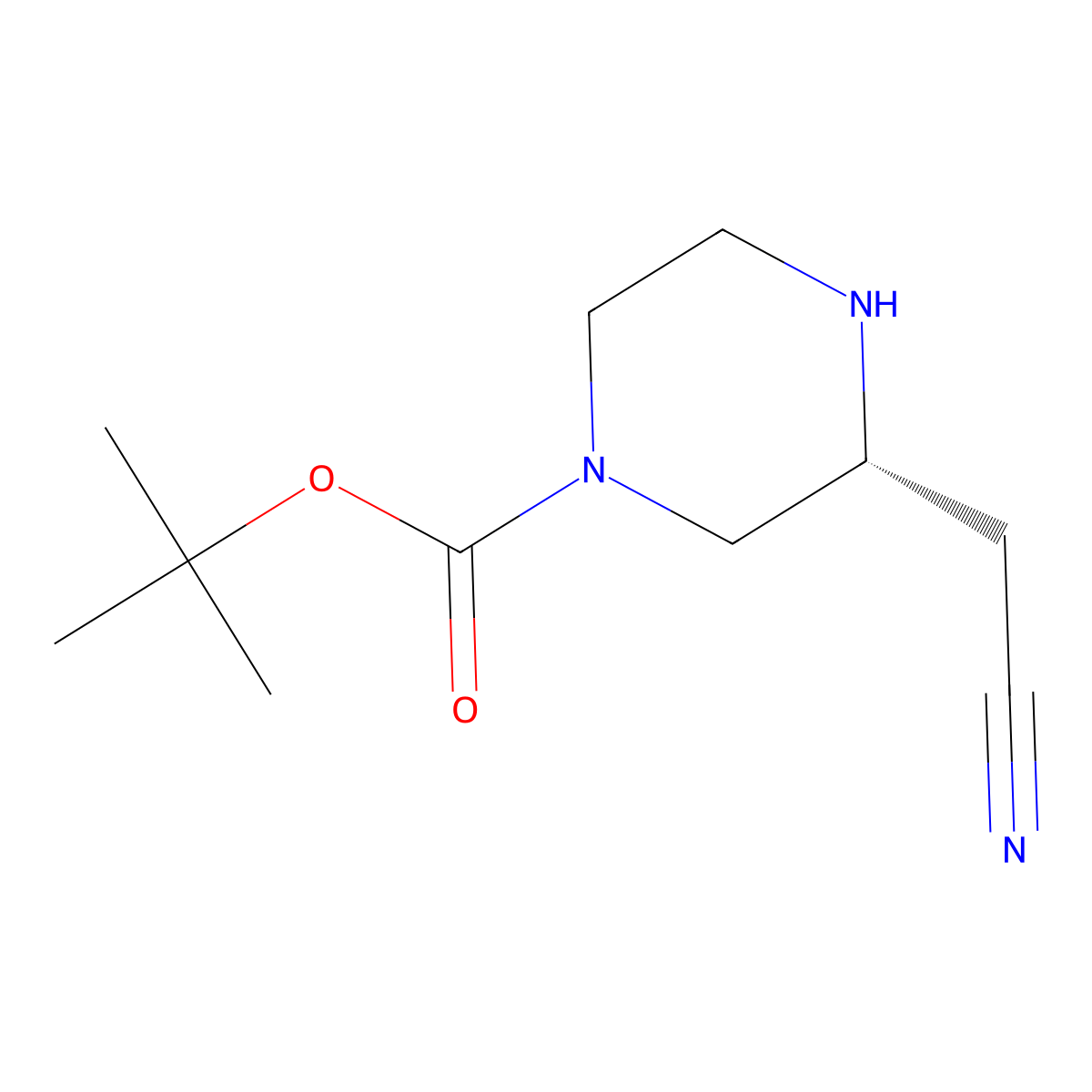 tert-butyl (3R)-3-(cyanomethyl)piperazine-1-carboxylate molecular structure, CAS 2306248-13-3