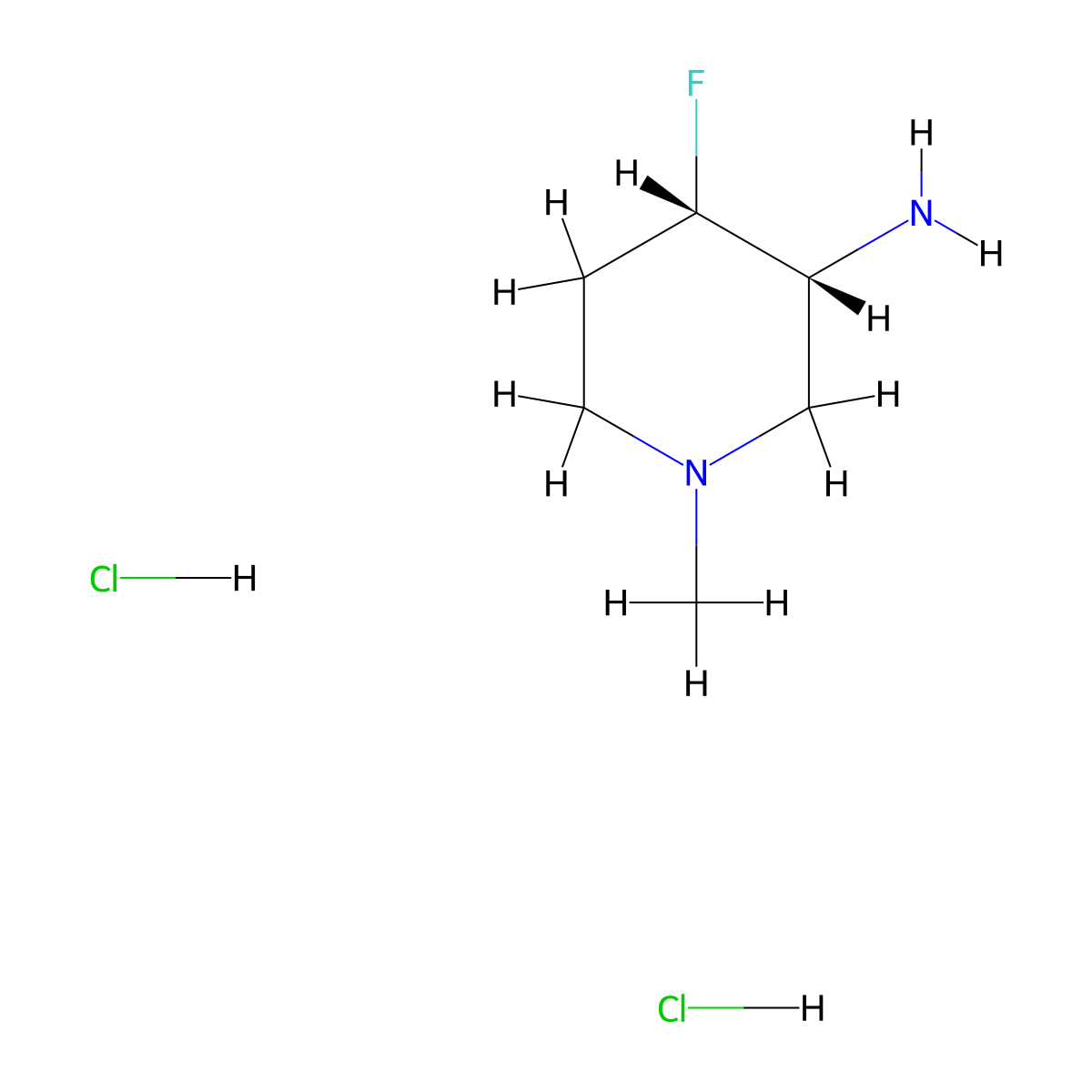 (3R,4S)-4-fluoro-1-methyl-piperidin-3-amine;dihydrochloride molecular structure, CAS 2306248-19-9