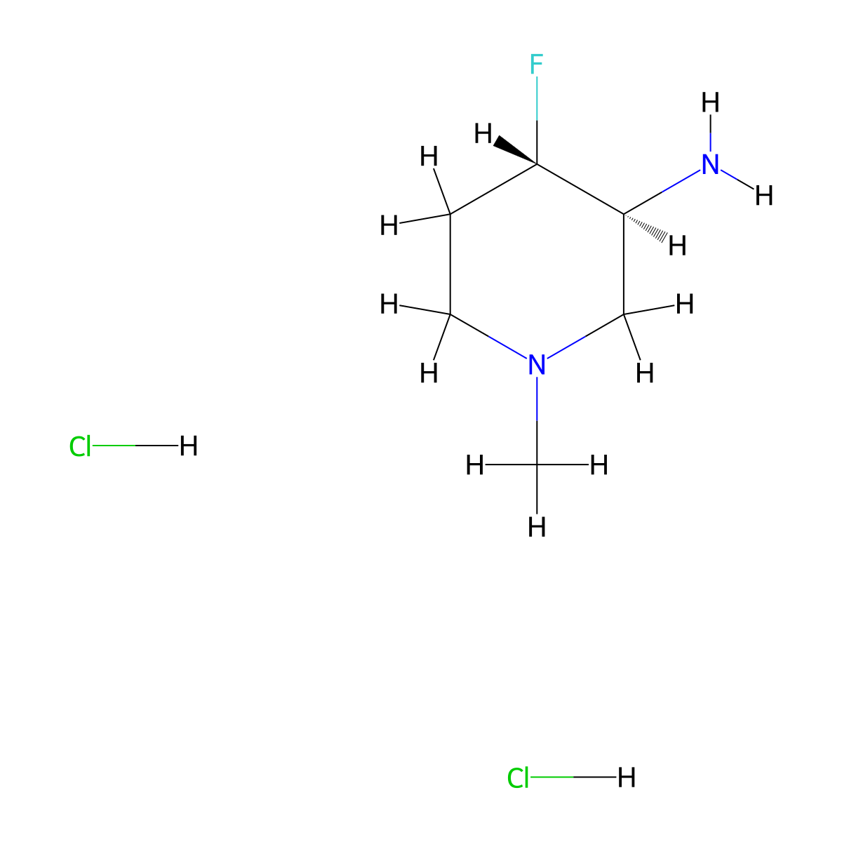 (3S,4S)-4-fluoro-1-methyl-piperidin-3-amine;dihydrochloride molecular structure, CAS 2306248-50-8