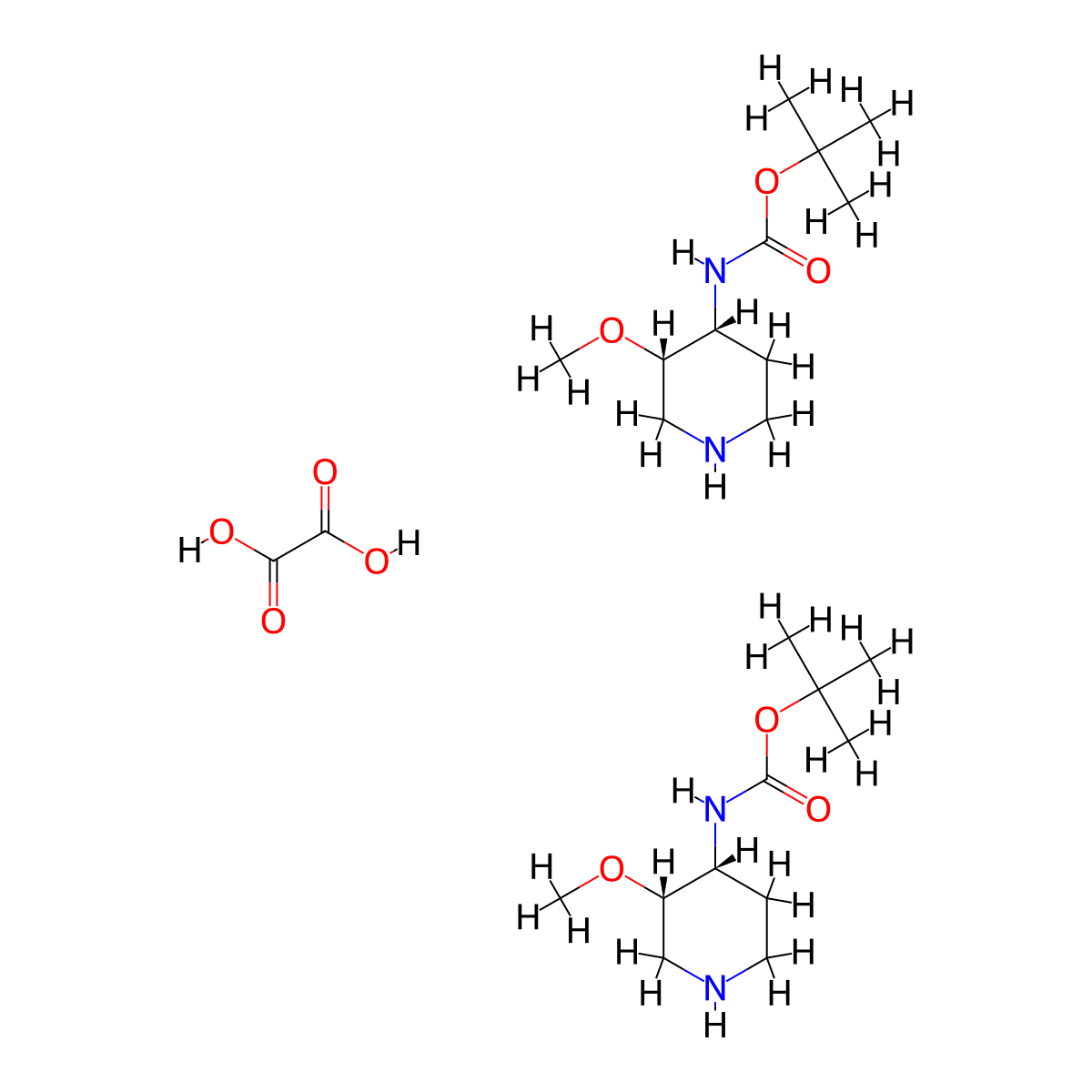 tert-butyl N-[(3S,4R)-3-methoxy-4-piperidyl]carbamate;oxalic acid molecular structure, CAS 2306248-51-9