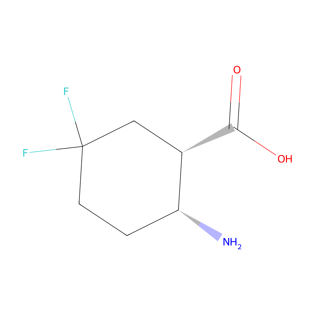 Rel-(1S,2R)-2-amino-5,5-difluorocyclohexane-1-carboxylic acid molecular structure, CAS 2306248-59-7