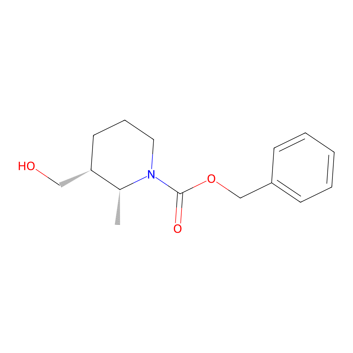 rac-benzyl (2R,3R)-3-(hydroxymethyl)-2-methylpiperidine-1-carboxylate molecular structure, CAS 2306248-86-0